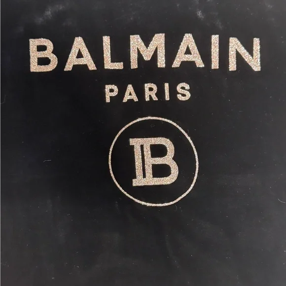 BALMAIN Black Velvet Glittered Logo Top Size 34 NWT - Picture 4 of 10